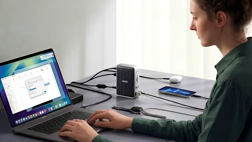 Woman working by using the products of anker